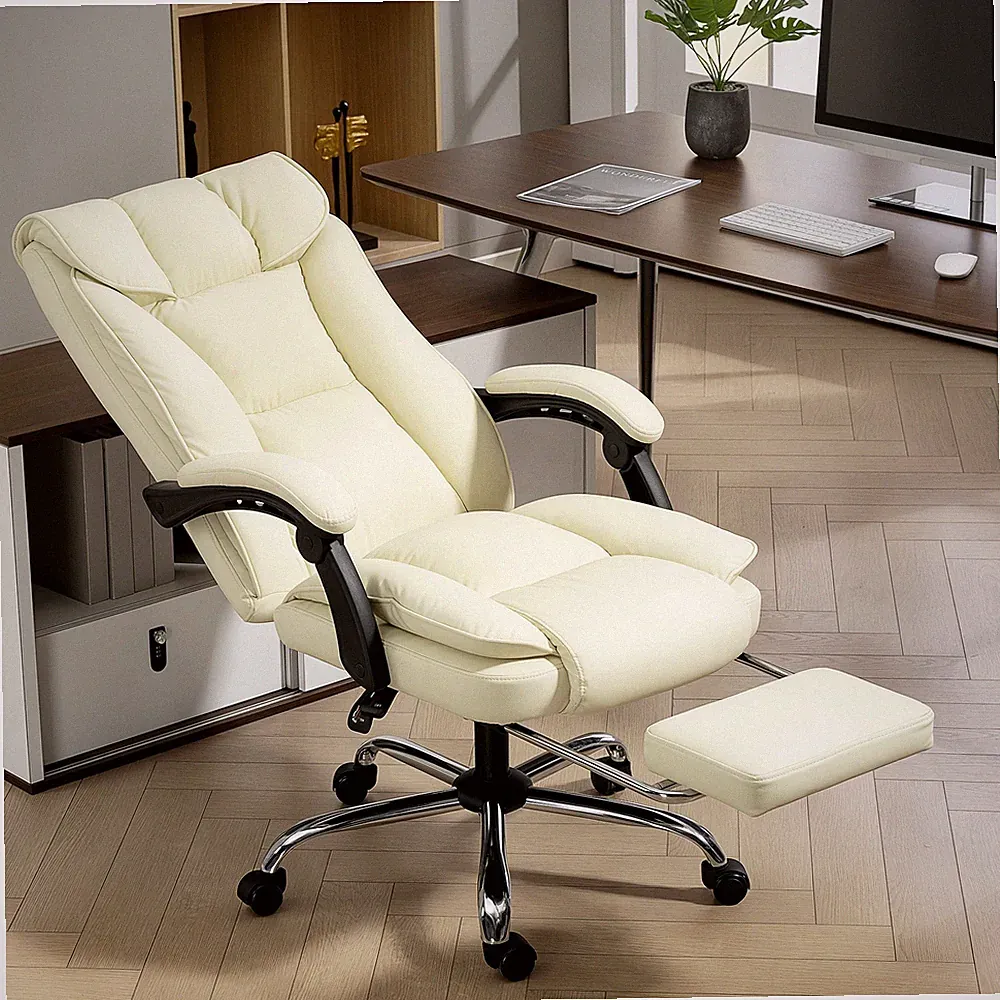 HOMCOM Bürostuhl Ergonomisch Schreibtischstuhl mit Verstellbar Rückenlehne Beige
