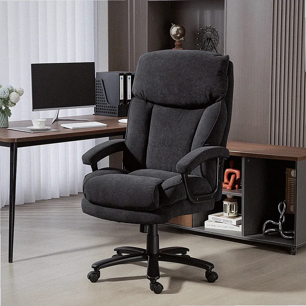 HOMCOM Bürostuhl, Ergonomisch Schreibtischstuhl mit Wippfunktion, Samtoptik