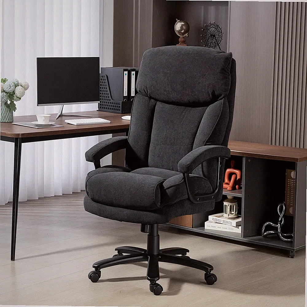 HOMCOM Bürostuhl, Ergonomisch Schreibtischstuhl mit Wippfunktion, Samtoptik