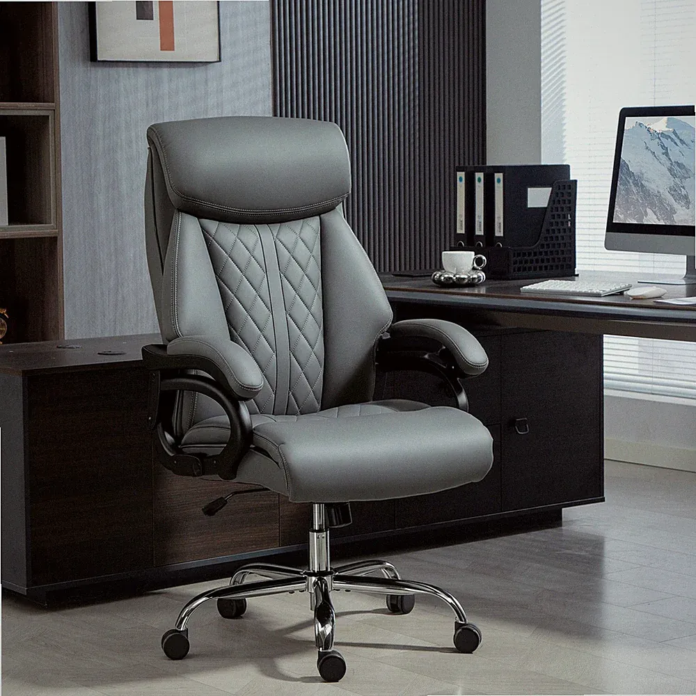 HOMCOM Bürostuhl Ergonomischer Chefsessel aus PU mit Hoher Rückenlehne