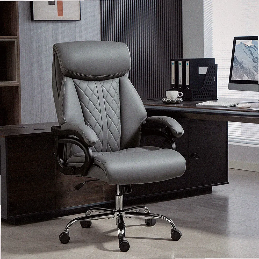 HOMCOM Bürostuhl Ergonomischer Chefsessel aus PU mit Hoher Rückenlehne