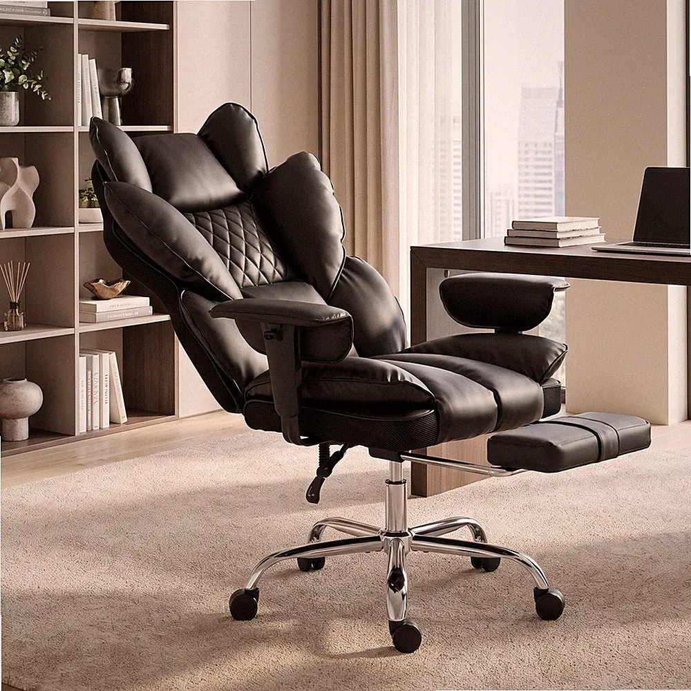 HOMCOM Bürostuhl Ergonomischer Chefsessel mit Fußstütze, bis 180 kg, Kunstleder