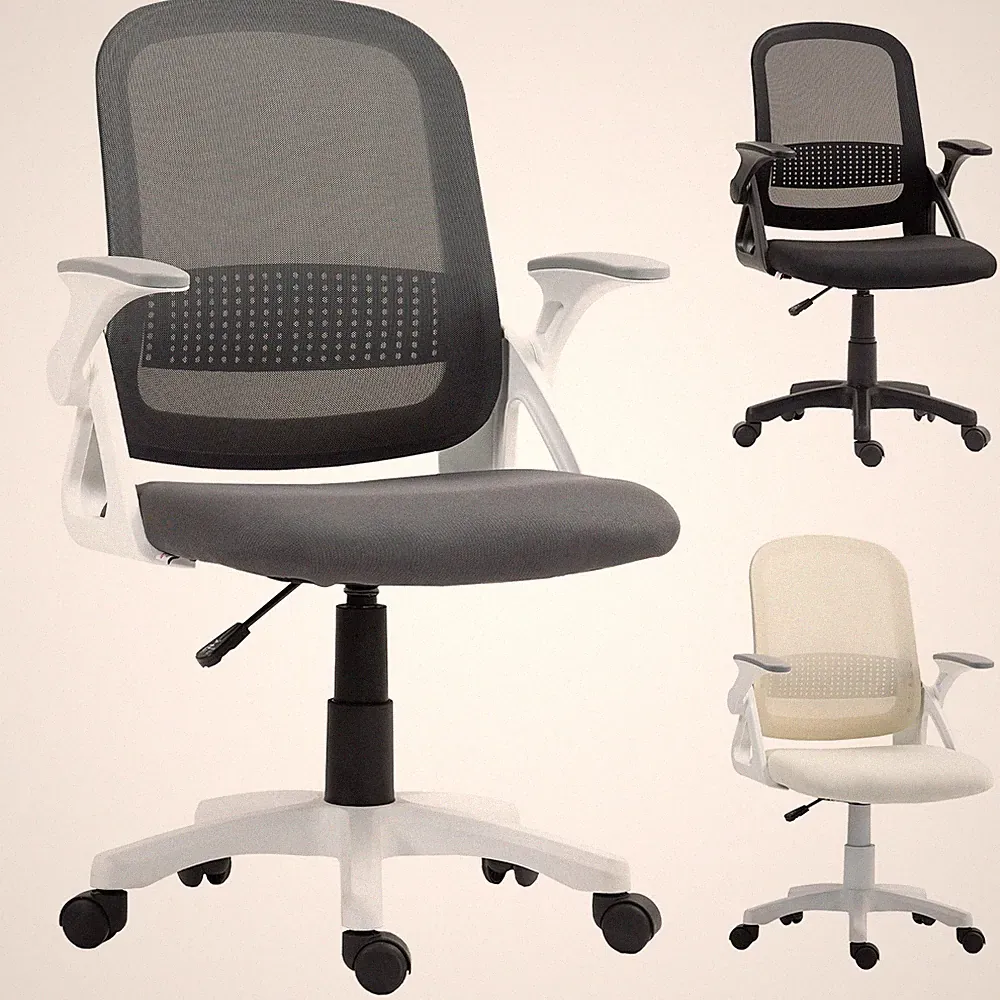 HOMCOM Bürostuhl Ergonomischer Drehstuhl mit aufklappbarer Armlehne