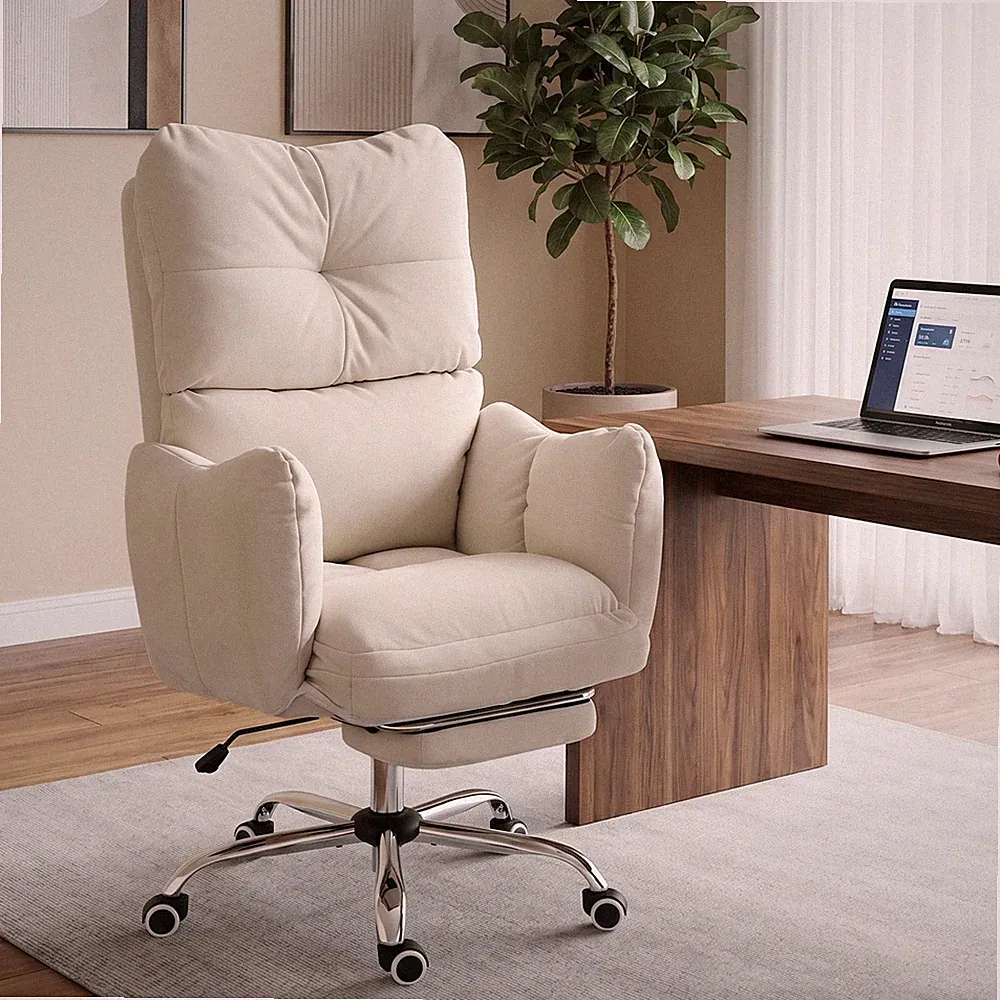 HOMCOM Bürostuhl, Ergonomischer Schreibtischstuhl mit Fußstütze, Wippfunktion
