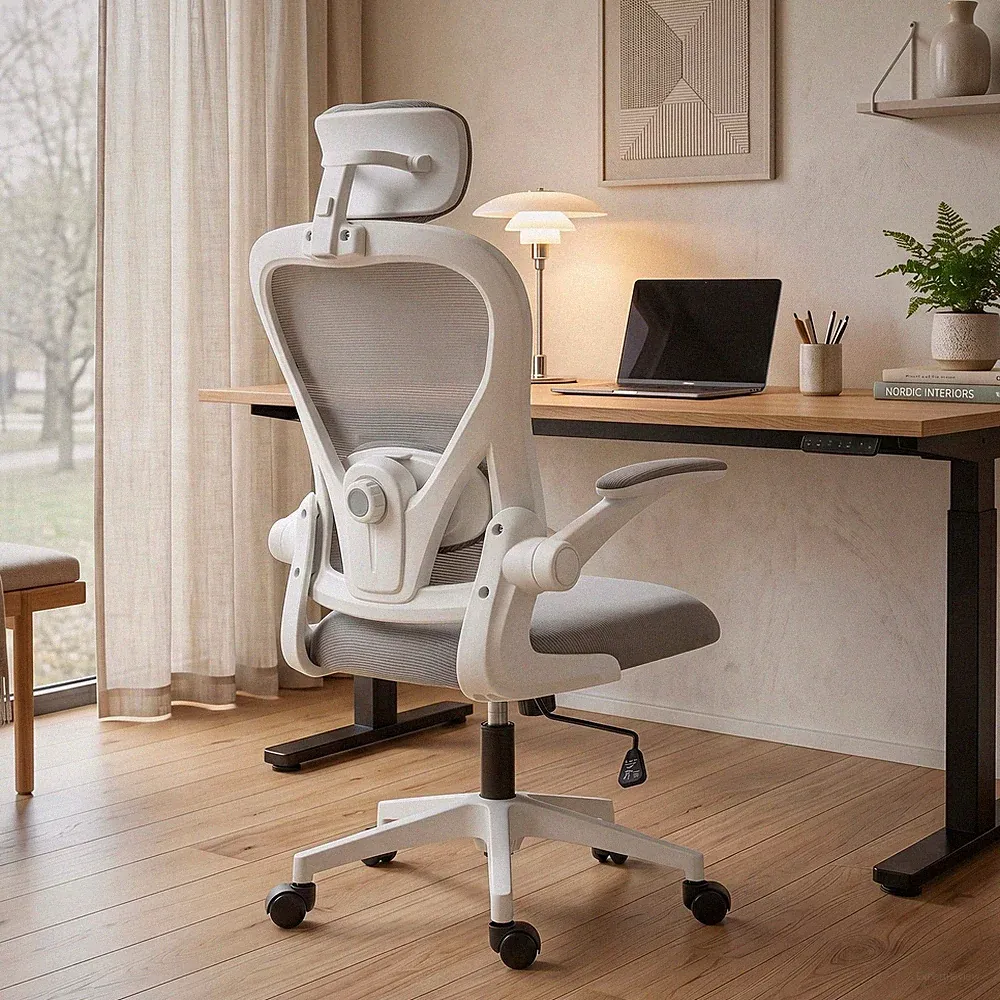 HOMCOM Bürostuhl Ergonomischer Schreibtischstuhl mit Hochklappbaren Armlehnen