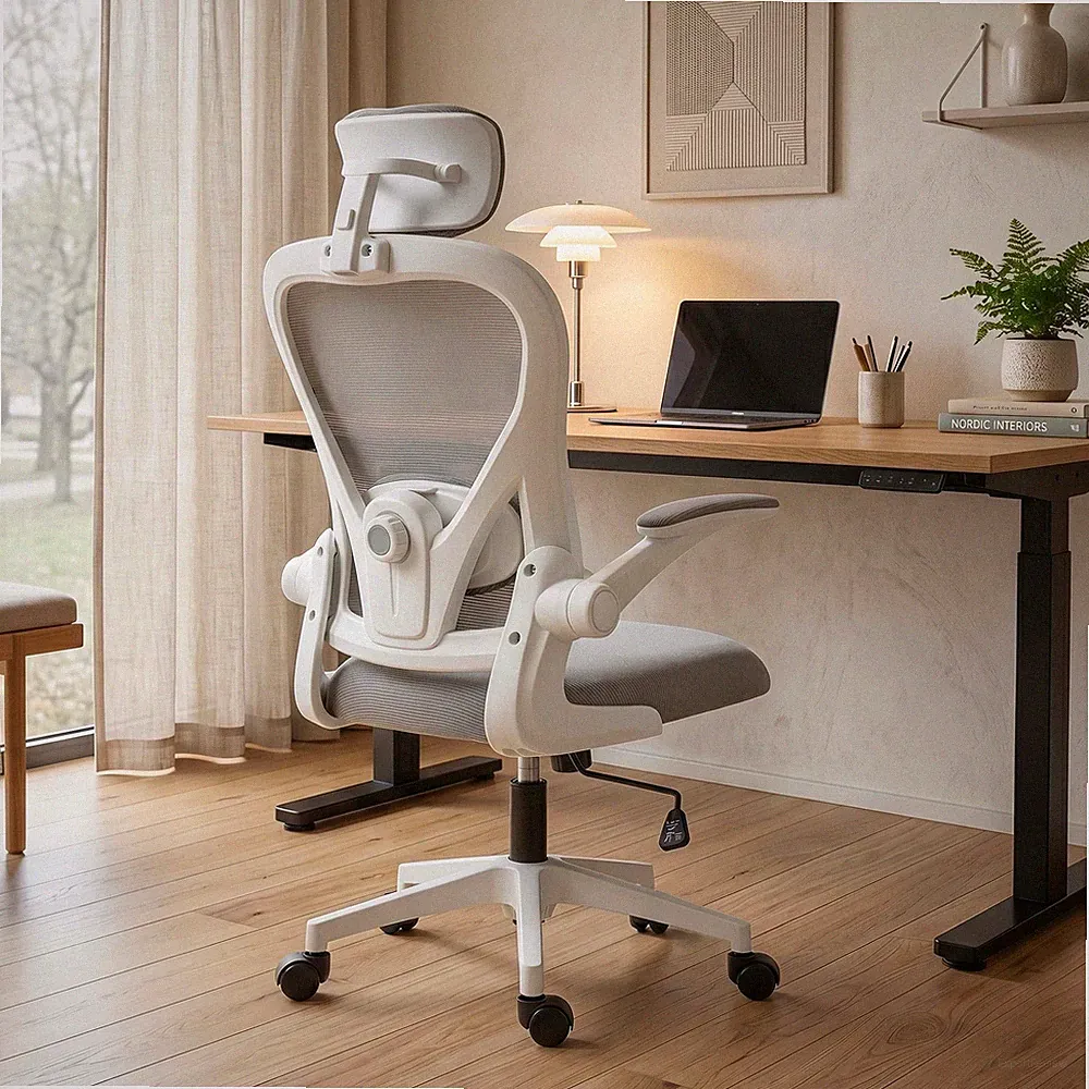 HOMCOM Bürostuhl Ergonomischer Schreibtischstuhl mit Hochklappbaren Armlehnen