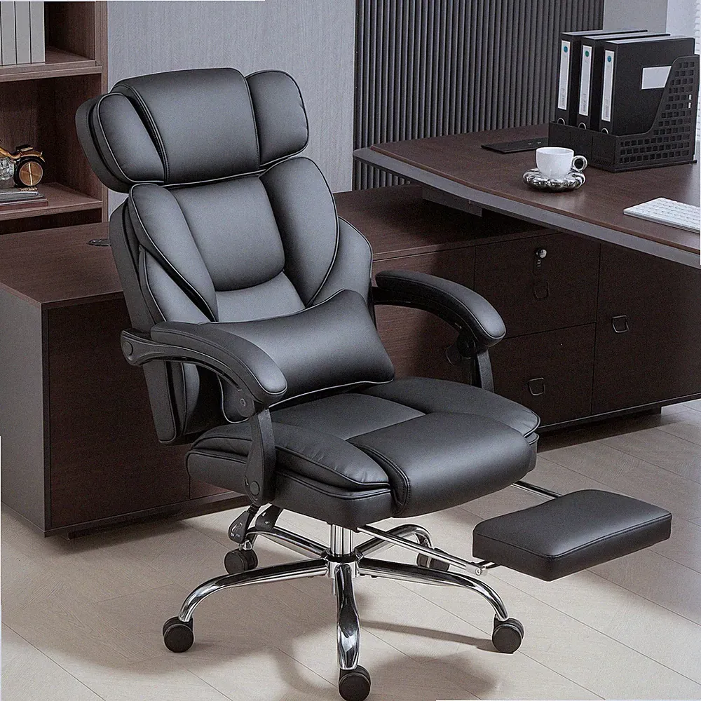 HOMCOM Bürostuhl Ergonomischer Schreibtischstuhl mit Lendenwirbelstütze Schwarz