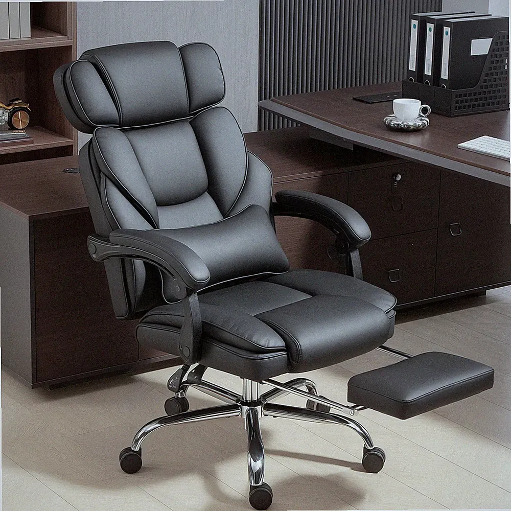 HOMCOM Bürostuhl Ergonomischer Schreibtischstuhl mit Lendenwirbelstütze Schwarz