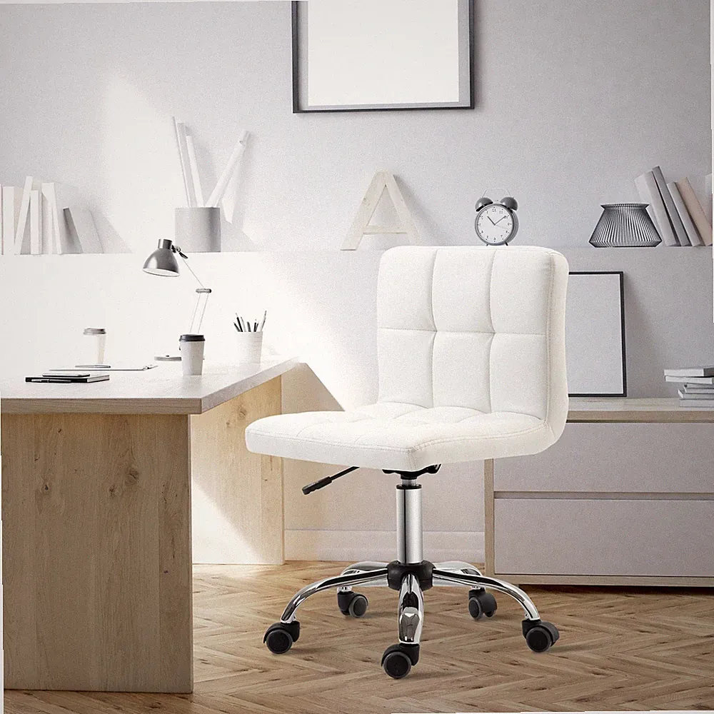 HOMCOM Bürostuhl, Ergonomischer Schreibtischstuhl ohne Armlehne für Büro, Weiß