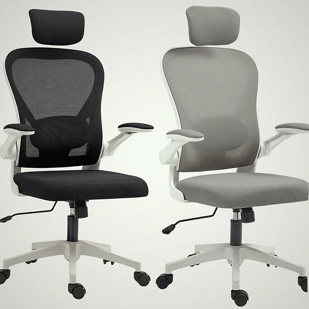 HOMCOM Chefsessel Bürostuhl, ergonomischer Schreibtischstuhl aus Netzgewebe mit Lordosenstütze