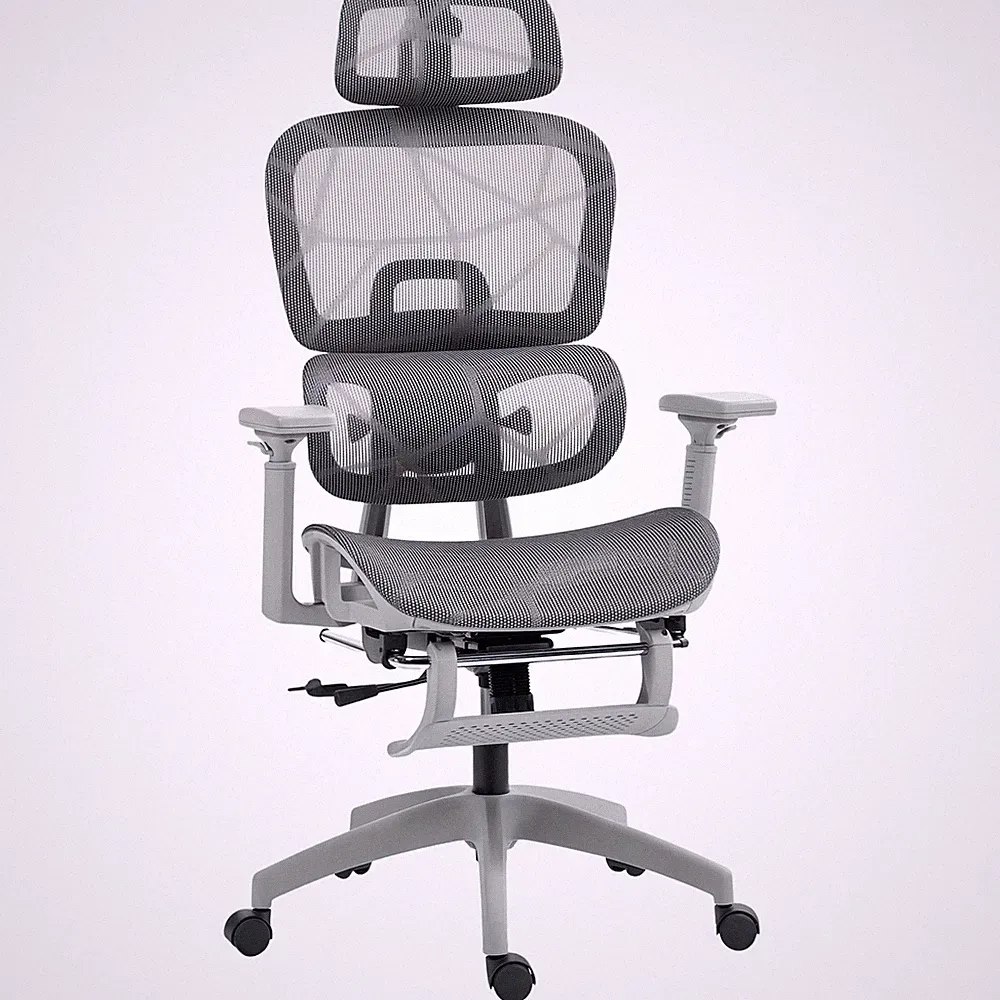 HOMCOM Ergonomischer Bürodrehstuhl Computerstuhl mit 3D Armlehne, Grau