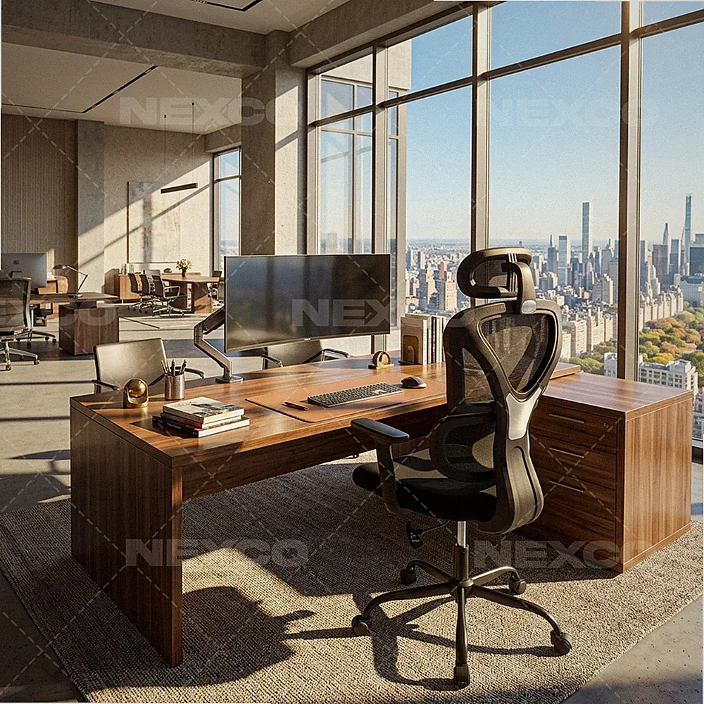 Home Office Schreibtisch Stuhl Computer Arbeitszimmer drehbar schwarz verstellbar hohe Rückenlehne
