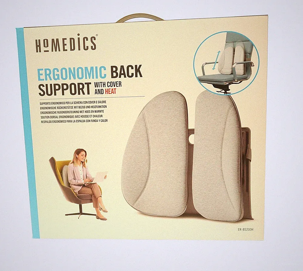 HoMedics Ergonomisches Rückenstützkissen für Autositz oder Bürostuhl, Wärmefunti