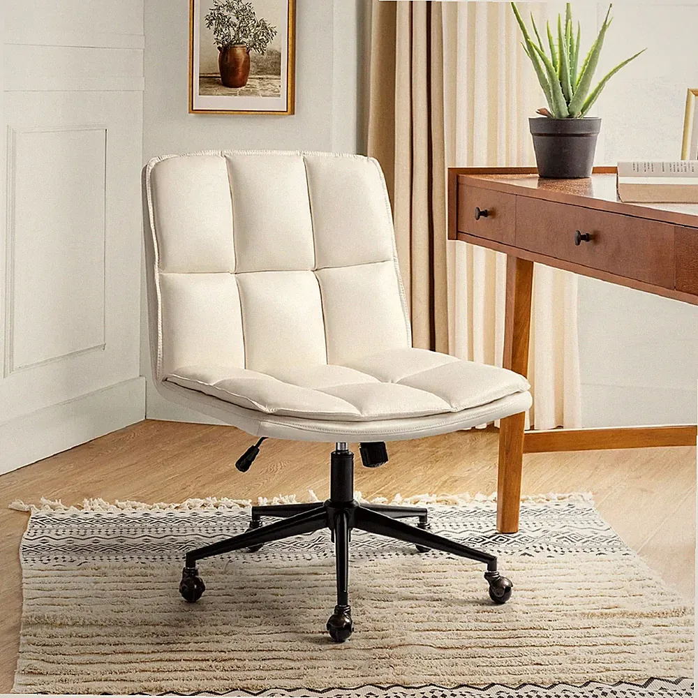 HULALA HOME Ergonomischer Bürostuhl aus Leder ohne Armlehnen
