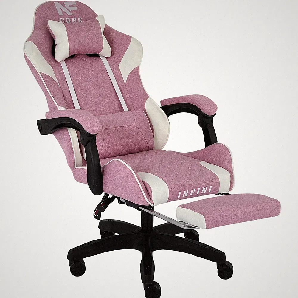 INFINI Core Sessel Pink/Weiß mit ausziehbarem Fußstütze