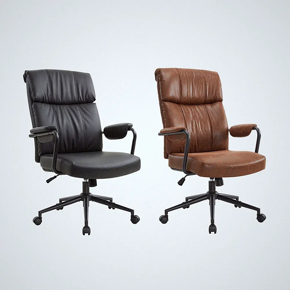 IWMH Chefsessel, Ergonomischer Bürostuhl mit Lendenwirbelstütze, Retro Drehstuhl