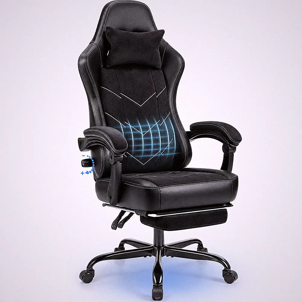 JUMMICO Ergonomischer Bürostuhl mit dynamischer Lordosenstütze und Fußstütze, Gaming
