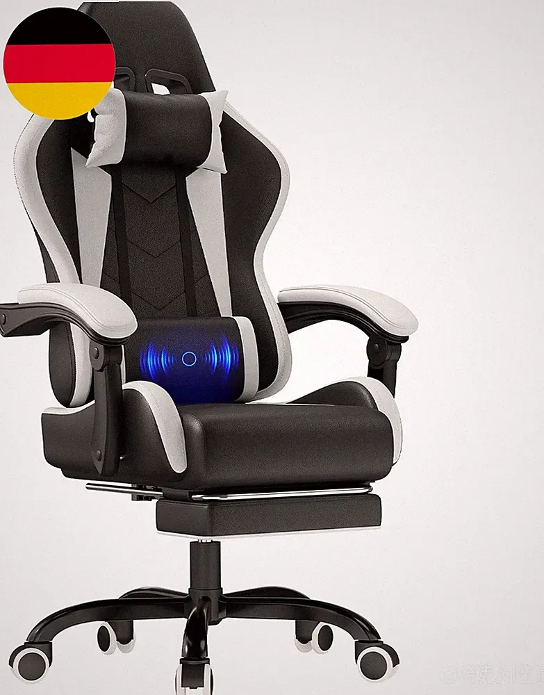 JUMMICO Gaming Stuhl, Bürostuhl Ergonomisch Mit Massage-Lendenkissen, Gamer Stuh