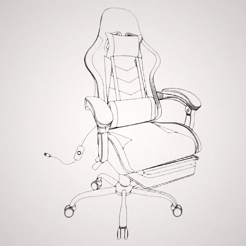 JUMMICO Gaming Stuhl Massage, Bürostuhl Ergonomisch Mit Massage-Lendenkissen, Ga