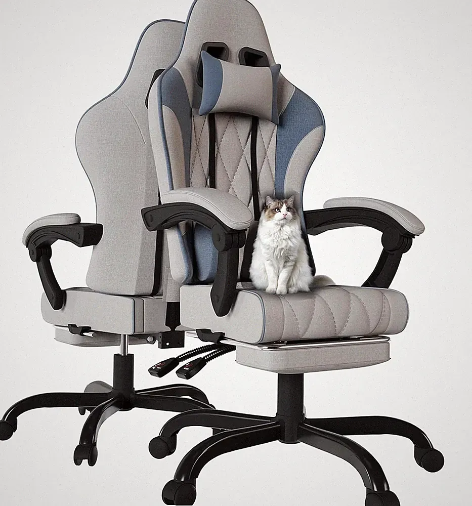 JUMMICO Gaming Stuhl Stoff mit Federpolsterung, Ergonomischer Bürostuhl mit
