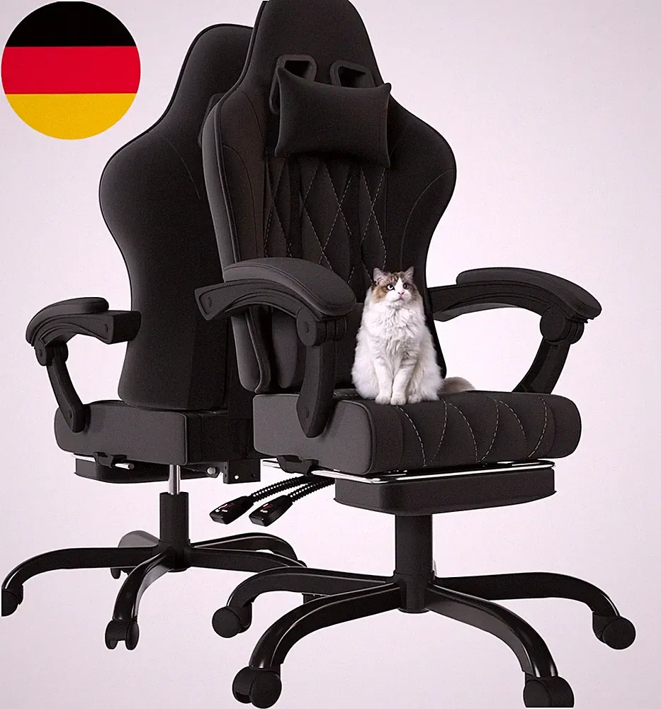 JUMMICO Gaming Stuhl Stoff Mit Federpolsterung, Ergonomischer Bürostuhl Mit Mass