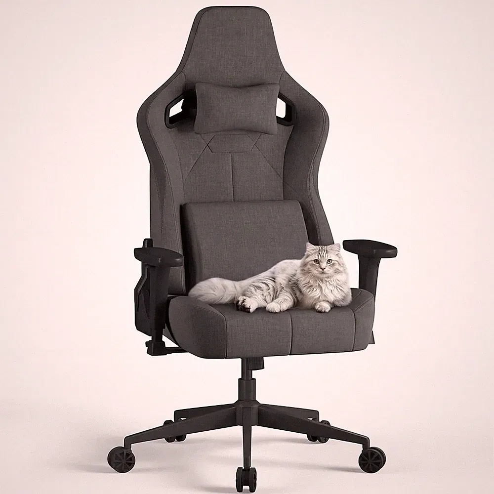 JUMMICO Stoff Gaming Stuhl mit Racing Sitz, Komfort Bürostuhl ergonomisch