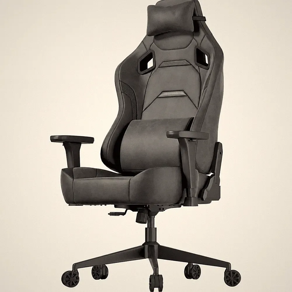 JUMMICO Wildleder Gaming Stuhl, ergonomischer Bürostuhl mit 3D Armlehnen, Schreibtischstuhl