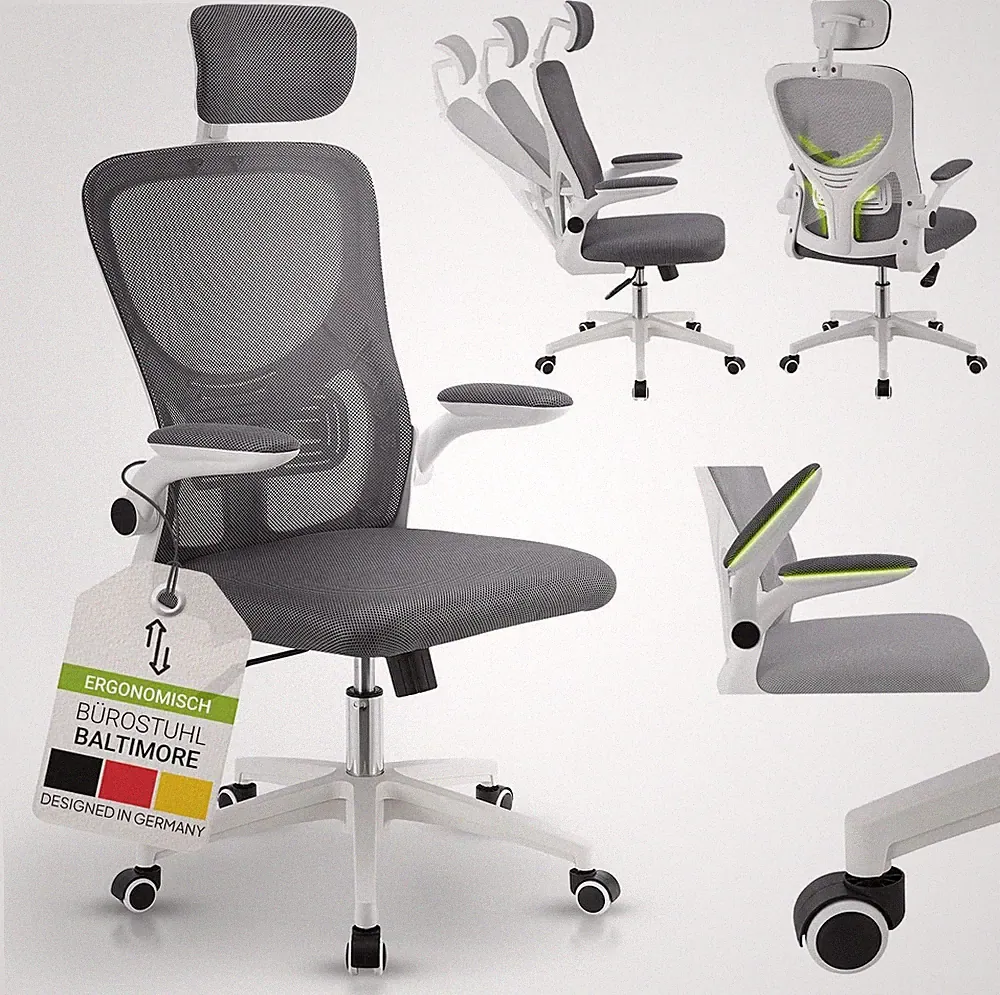 Juskys Bürostuhl Baltimore Mit Rollen & Armlehne - Schreibtischstuhl Ergonomisch