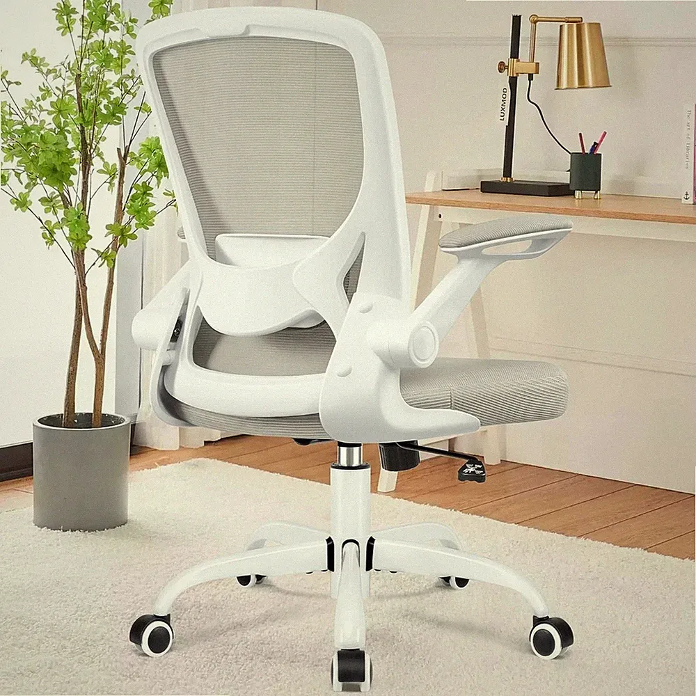 KERDOM Bürostuhl, Ergonomisch, Klappbare Armlehnen, 360° Drehstuhl, Mesh, Comput