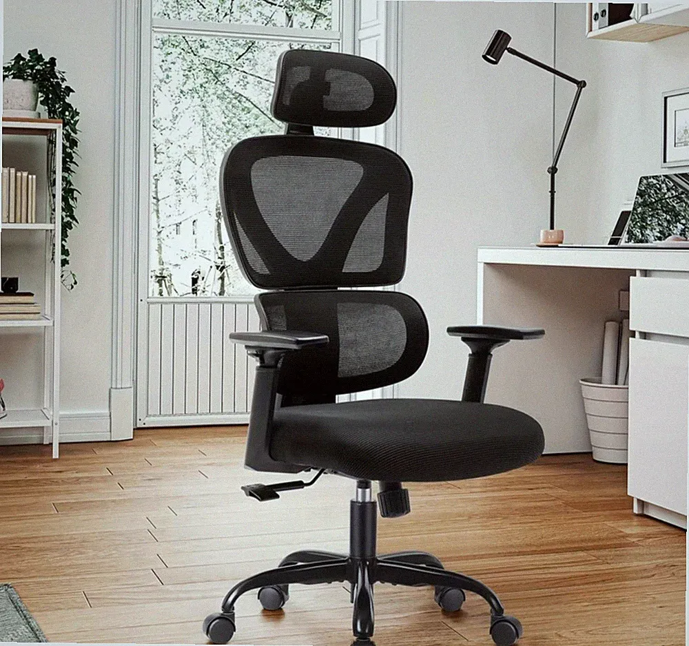 KERDOM Ergonomischer Bürostuhl für Schreibtisch und Gaming, Schwarz.