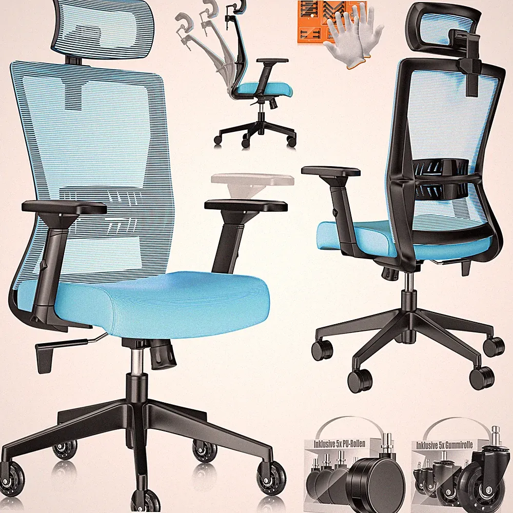 KESSER® Bürostuhl Drehstuhl ergonomisch Schreibtisch Stuhl Chefsessel 5x Rollen
