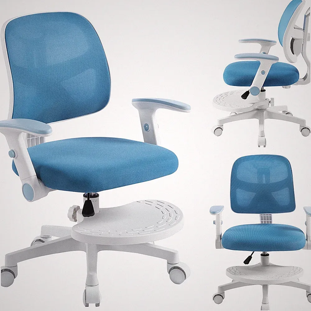 Kinder-Bürostuhl ergonomisch, drehbar, verstellbar, Blau