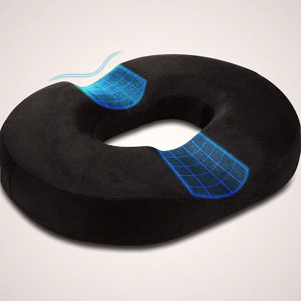 Kissen, Sitzkissen, Bürostuhl, ergonomisch, Memory-Schaum, 45cm, schwarz