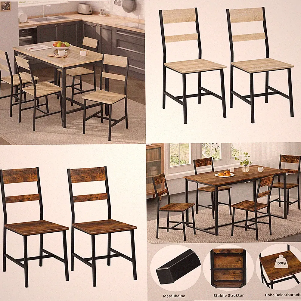 Klihome Esszimmerstühle Küchenstühle Wohnzimmerstühle ergonomischer 2er/4er Set