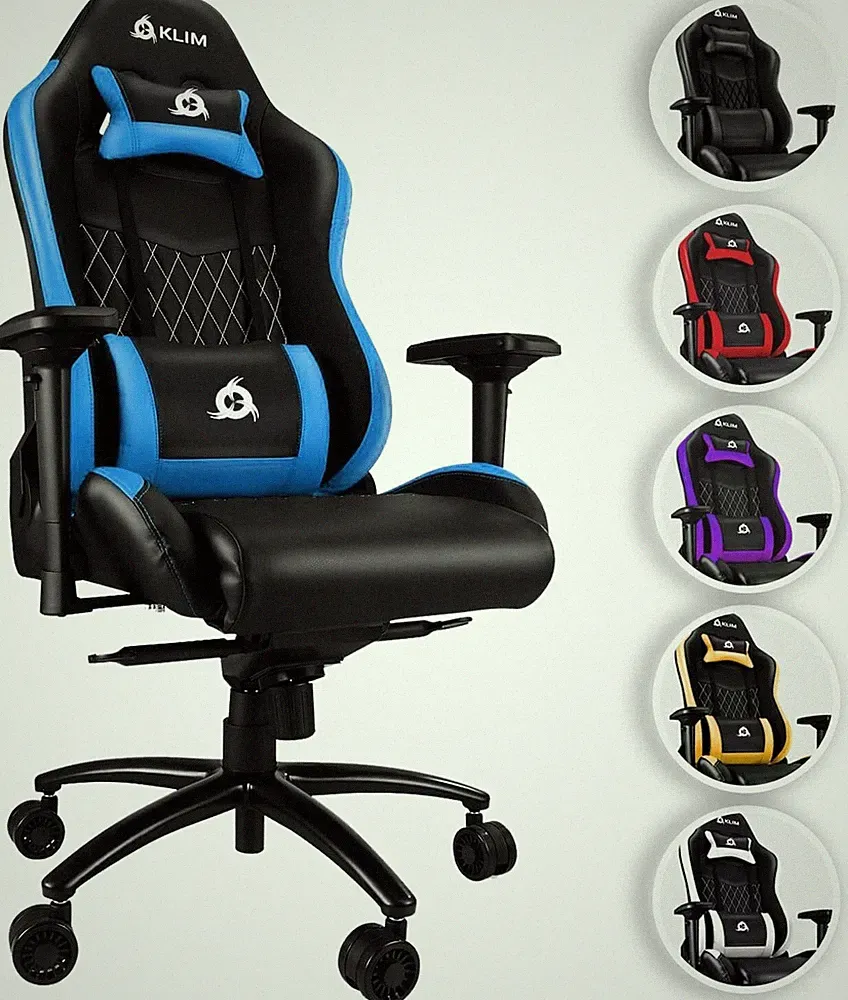 KLIM Esports Gaming Stuhl + Lenden- und Nackenstütze + BLAU