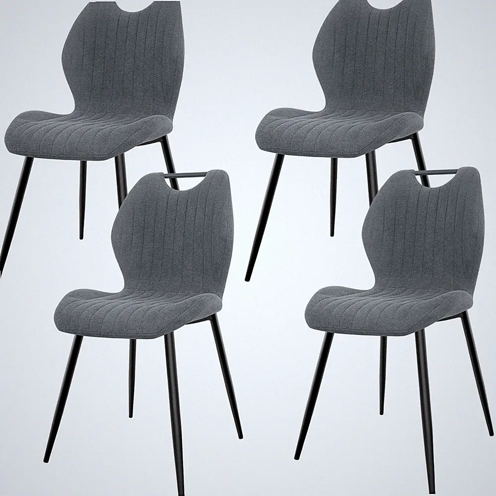 Komfortable Wohnzimmerstühle, 4er Set, Skandinavischer Stil, Grau, Metallbeine