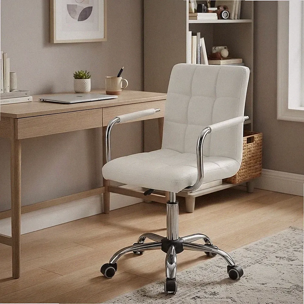 Kunstleder Drehstuhl Bürostuhl höhenverstellbar weiß modern ergonomisch