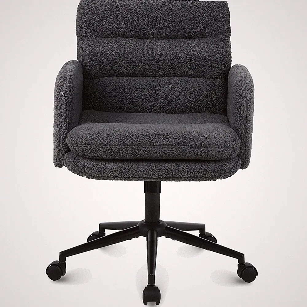 Kunstpelz Bürostuhl ergonomisch höhenverstellbar Drehstuhl Mesh Sitz