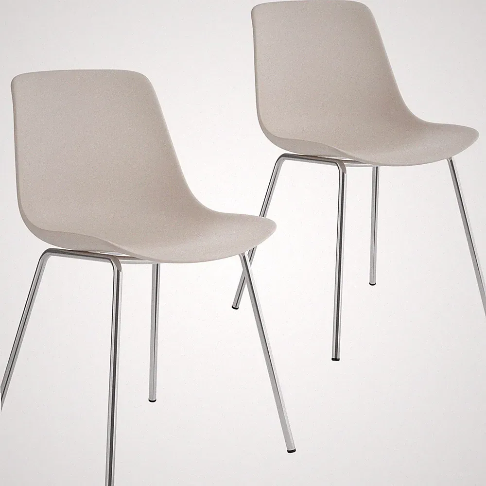 Kunststoffstühle Mave, ergonomisch, 120 kg Plastikstuhl taupe/chrom B-Ware