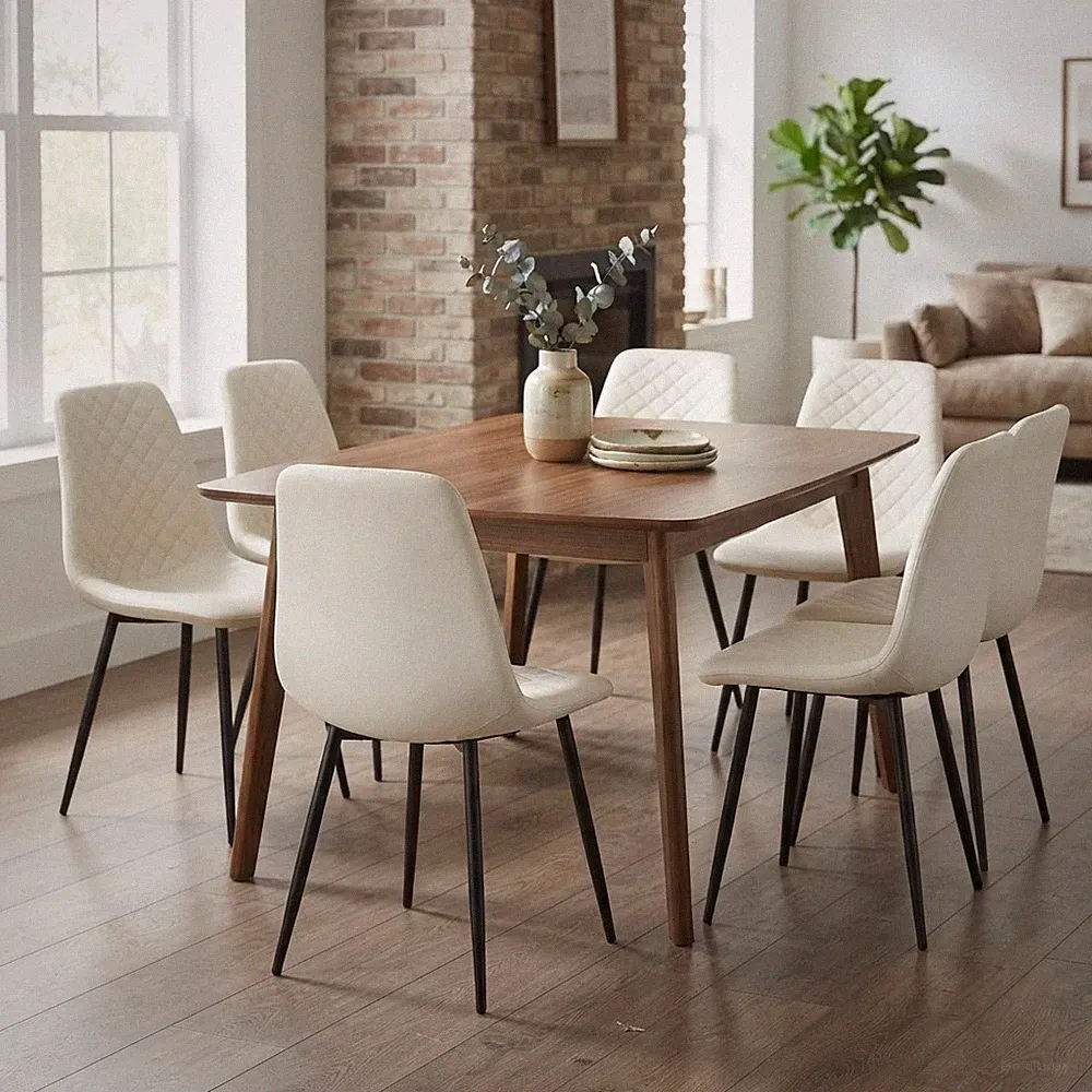 Langlebig und schick: Esszimmerstühle 6er Set beige Kunstleder für Komfort