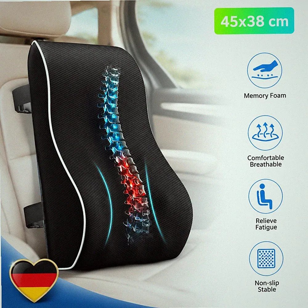 Lordosenstütze Memory Foam Rückenkissen - Für Bürostuhl & Autositz | Ergonomisch