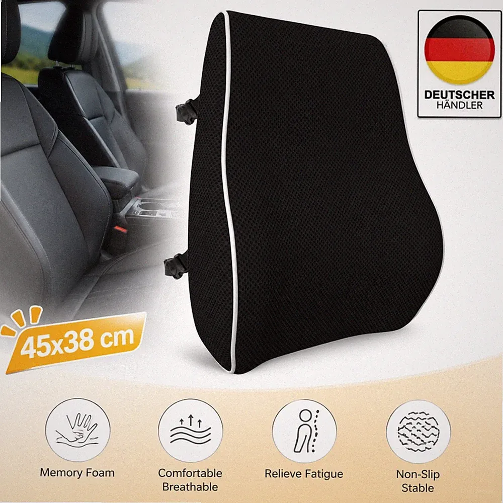 Lordosenstütze Memory Foam Rückenkissen - Für Bürostuhl & Autositz | Ergonomisch