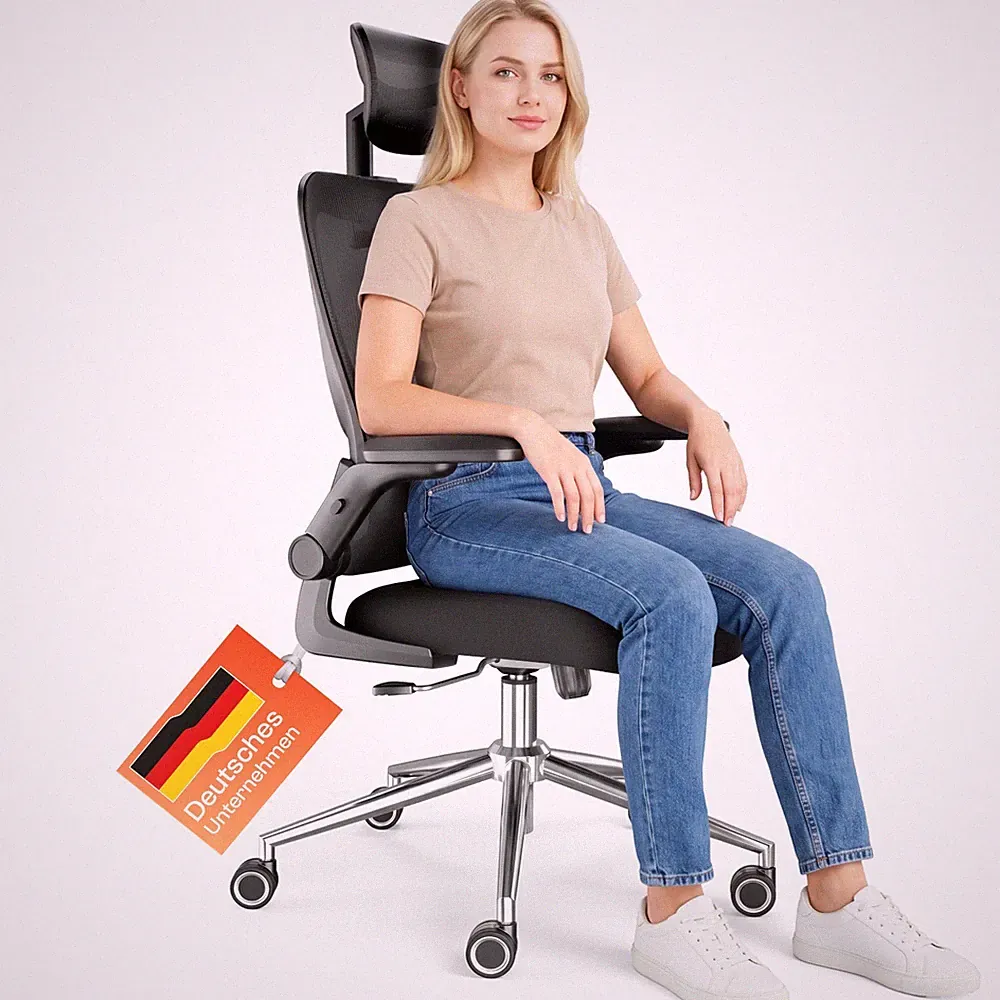 LUTIVO Ergonomischer Bürostuhl 150 kg | Schwarzer Schreibtischstuhl Home Office