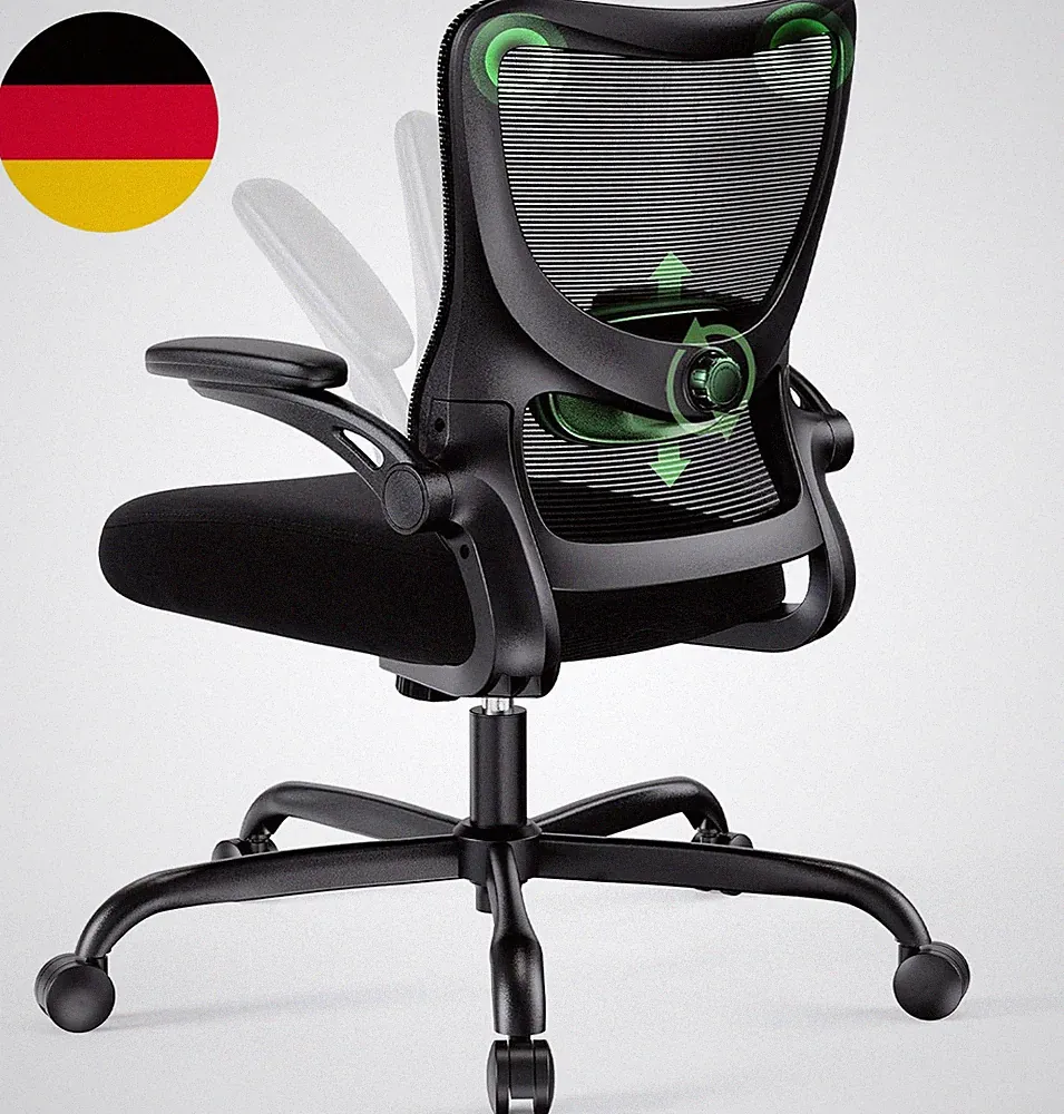 Marsail Bürostuhl Ergonomisch, Schreibtischstuhl Mit 3D PU Armlehnen Und Verstel