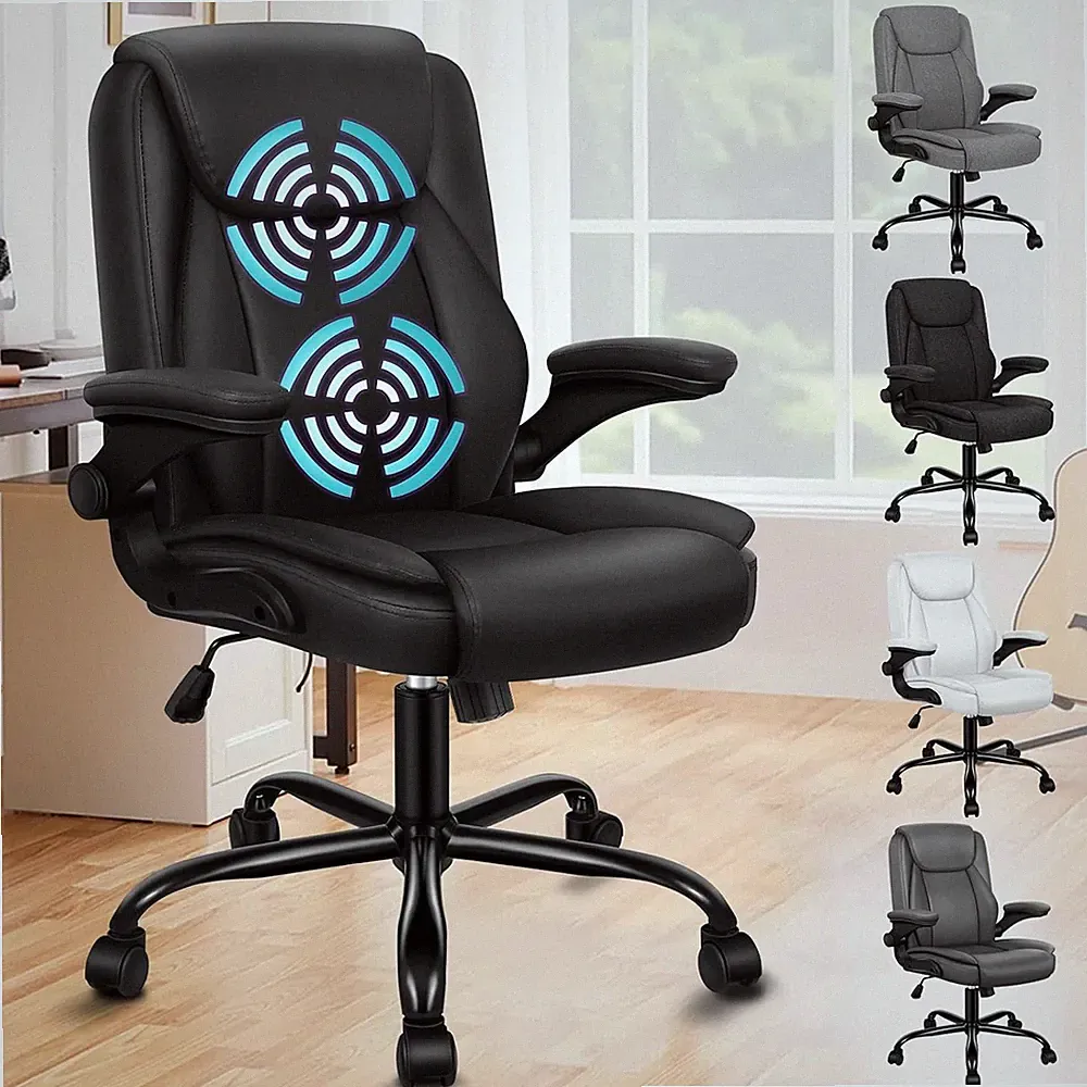 Massage-Bürostuhl Pu-Leder 150kg belastbar ergonomisch 360° schwarz