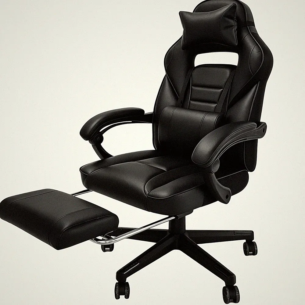 Massage Gaming Stuhl PU Ergonomischer Gaming Sessel Bürostuhl mit Fußstütze 51CM