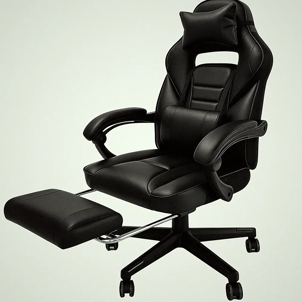 Massage Gaming Stuhl PU Ergonomischer Sessel Bürostuhl mit Fußstütze 51 CM.