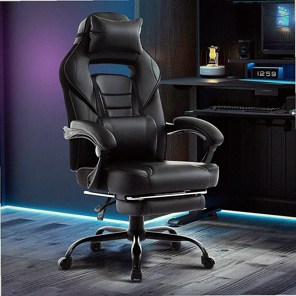 Massage Gaming Stuhl PU Ergonomischer Sessel Bürostuhl mit Fußstütze 51 CM.