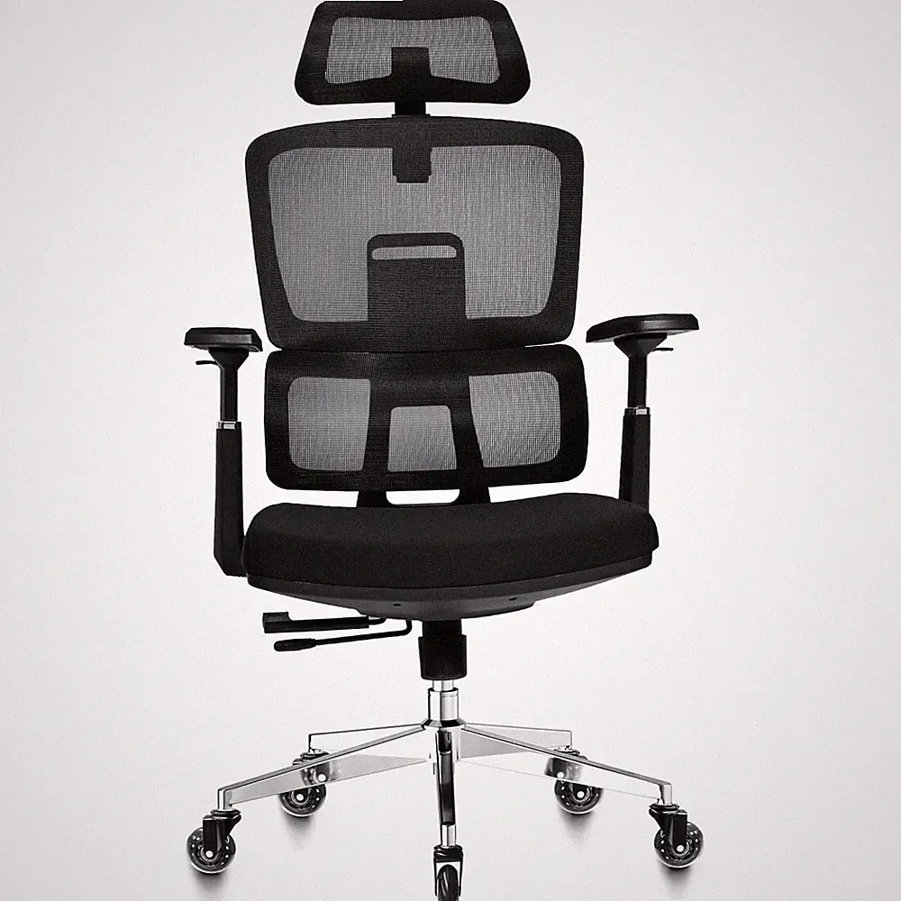 MELOKEA Bürostuhl 200kg Ergonomisch 6-fach verstellbar 4D Armlehnen Schwarz Gumm