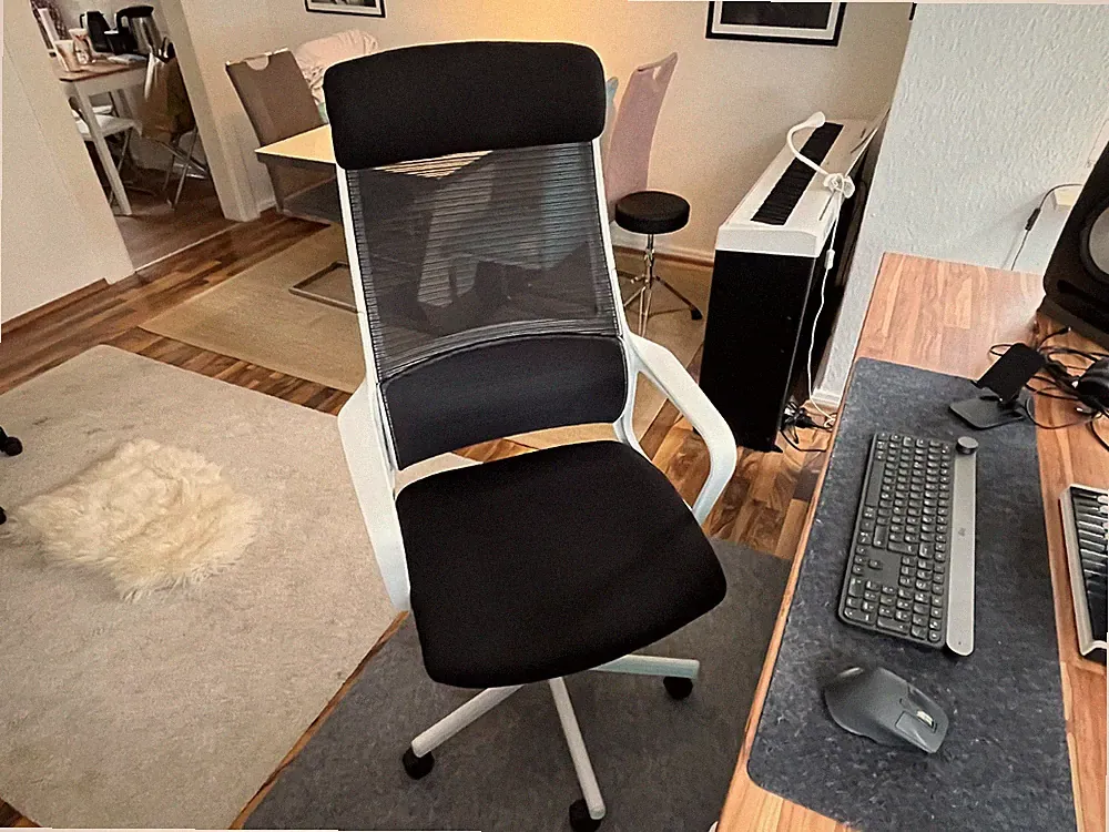 MELOKEA Bürostuhl Ergonomisch, Verstellbare Kopfstütze, Schreibtischstuhl, Weiß